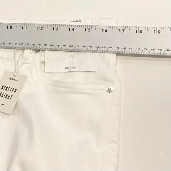 NEW TOPMAN Jeans W32XL30 White Skinny Stretch - Picture 9 of 13